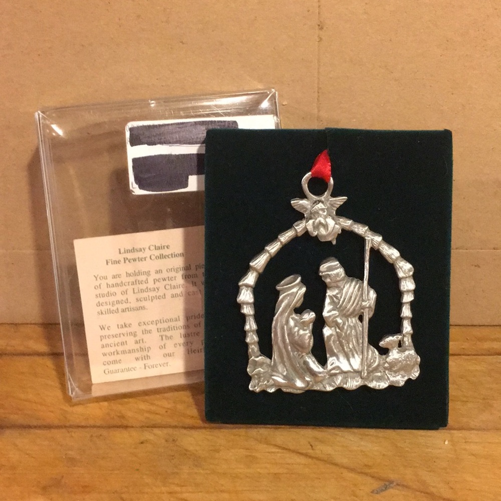 Lindsay Claire Pewter Manger Scene Ornament
